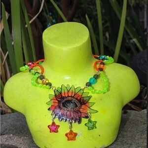 Colorful Beaded Necklace with Star Charms